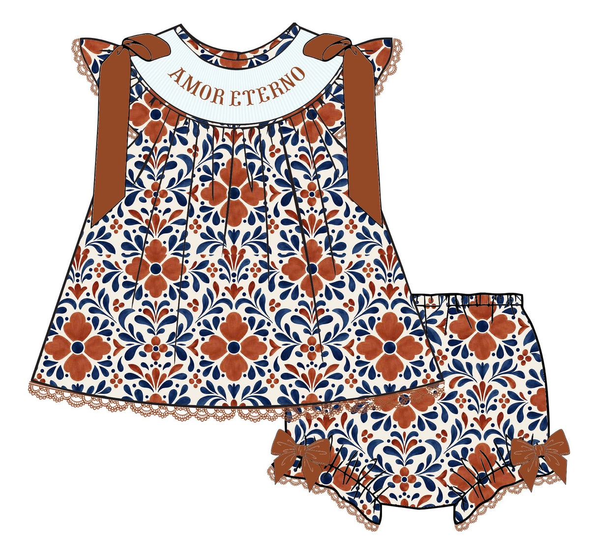 PO4 - ETA MARCH - Amor Eterno Smocked diaper set