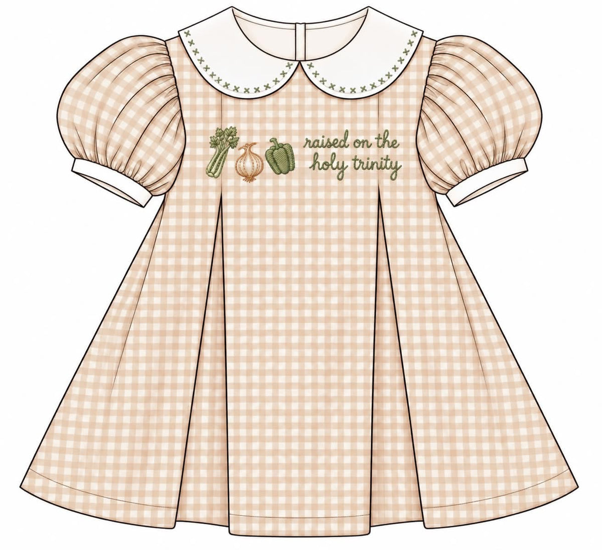 PO4 - ETA MARCH - Cajun Holy Trinity embroidered dress w/ matching bloomers