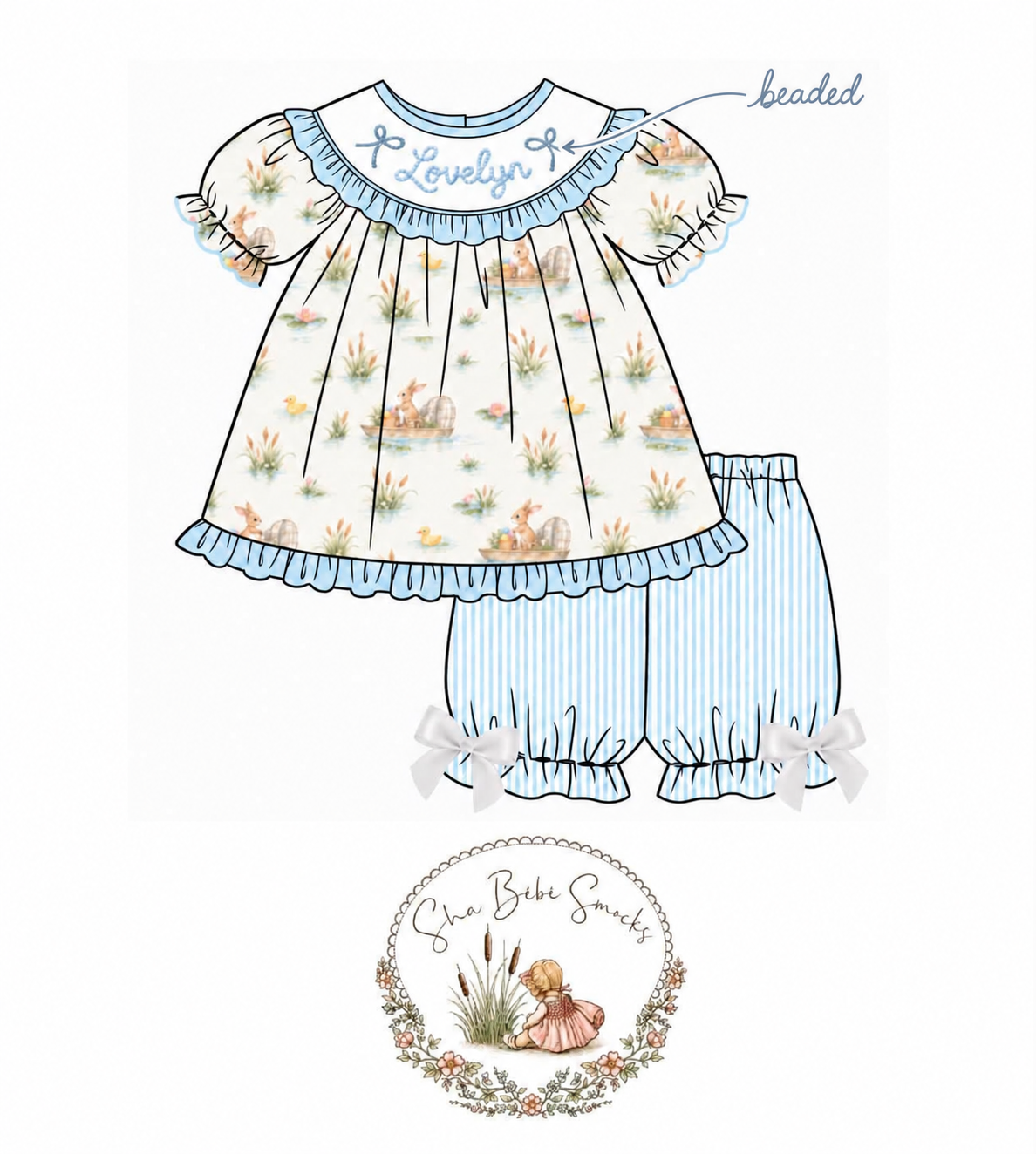 Preorder - ETA MARCH - Airboat Egg Hunt Customizable Bloomer set
